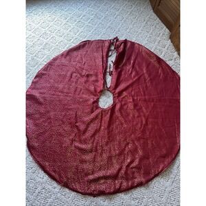 52" Christmas Tree Skirt Red Maroon Gold ‎ Holiday Decor